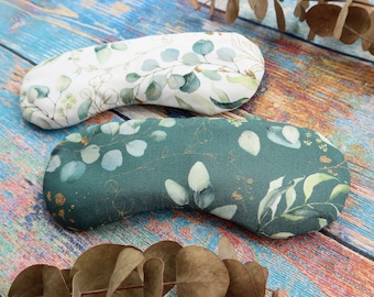 Amaranth eye pillow "Eyebright" with lavender scent and removable cover, relaxation, meditation, yoga, eucalyptus pattern, yoga eye pillow