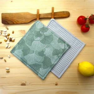 Topflappen 2er Set, modern, Küche,Kochen,Topflappen Topfuntersetzer,Ginkgo,Topflappen genäht,Küchenhelfer,Muttertagsgeschenk, Ostergeschenk