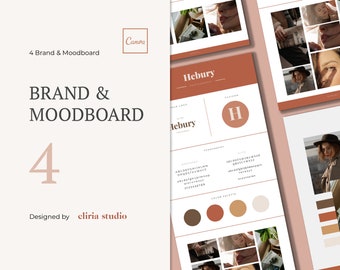 Hebury - 4 Brand & MoodBoard - Szablon Canva, Zestaw do brandingu, Logo, Marka Canva i Moodboard, Szablon do brandingu