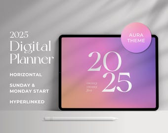 Digital kalender för iPad 2025 - Hyperlänkad - GoodNotes & Notability - Månadsvis, Veckovis, Daglig - Vision Board, Klistermärken - Minimalistisk estetik