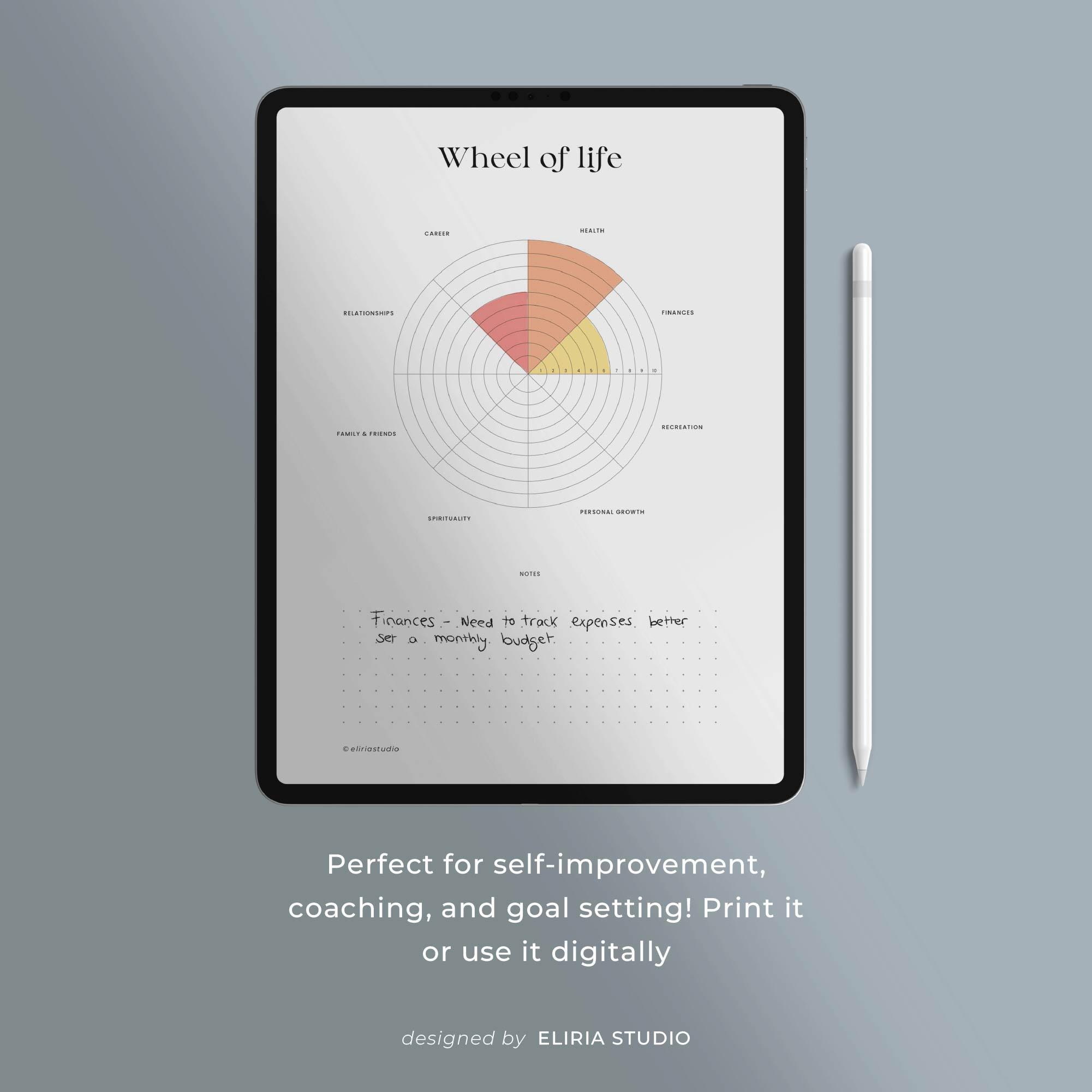 Wheel of Life Printable | Life Balance & Goal Setting Worksheet | Self ...
