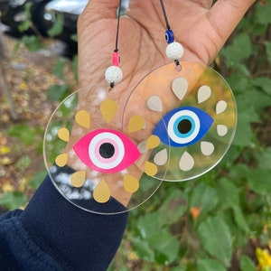 EVIL EYE Car Charm - Rear View Mirror Pendant - Car Charm - Car Hanging Decor - Smily Face - Hanger - Car Ornaments