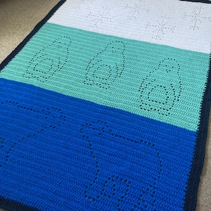 Chilly Friends Filet Crochet Blanket Pattern (PDF pattern ONLY)