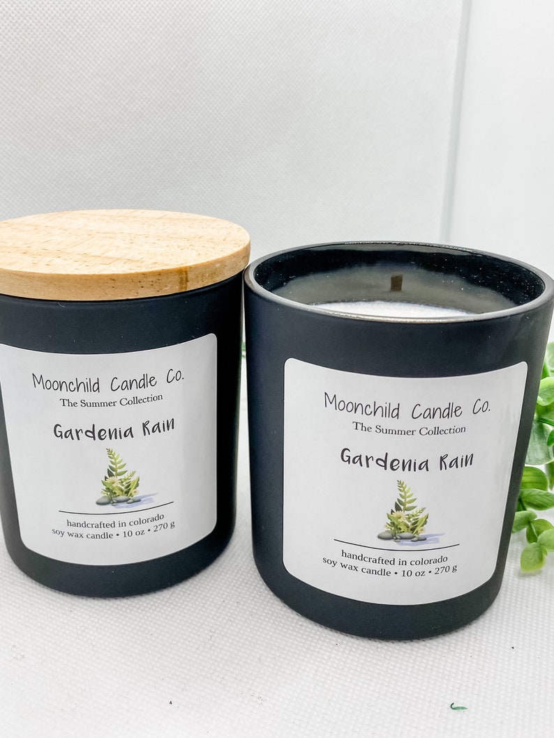 Floral Candles Essential Oils Gifts for her Gifts for Mom Gardenia Rain Vegan Soy Wax Candle