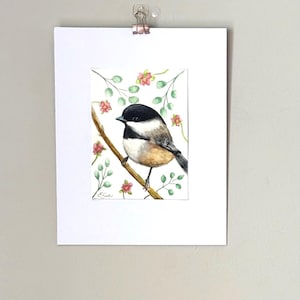 Pájaro carbonero de cabeza negra - Retrato de la naturaleza - Pintura de acuarela original - Esto no es una impresión