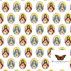 Gesù e Maria, Cuori Sacri e Immacolati Modello Senza Cuciture Licenza Personale e Commerciale Limitata