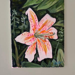 Lily in Her Garden Acrylic Painting on Canvas Original Art
