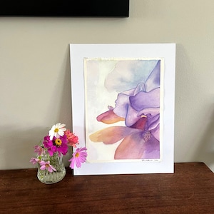 Close up Painting of Iris Flower - Watercolor Painting Original- This is not a Print