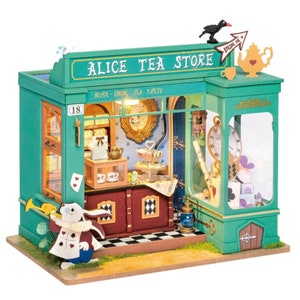 Rolife Alice's Tea Store DIY Miniature DIY Miniature House Kit Dollhouse, Dollhouse miniatures,Gift for her,Anniversary gift,Christmas gift