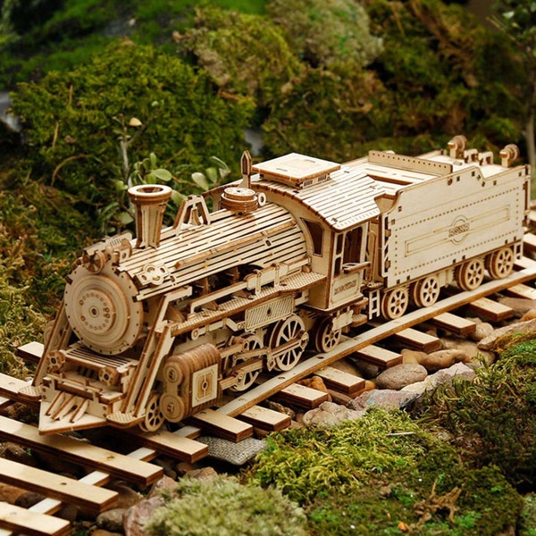 ROKR Prime Steam Express MC501 -1:80 Échelle Modèle Train 3D Puzzle en bois Puzzle en bois Jeu Assemblage Jouet Populaire Cadeau pour Enfants Adulte