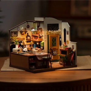 Rolife Cozy Kitchen DIY Miniature House Kit DG159 DIY  Dollhouse miniatures,Gift for her,Anniversary gift,Christmas gift
