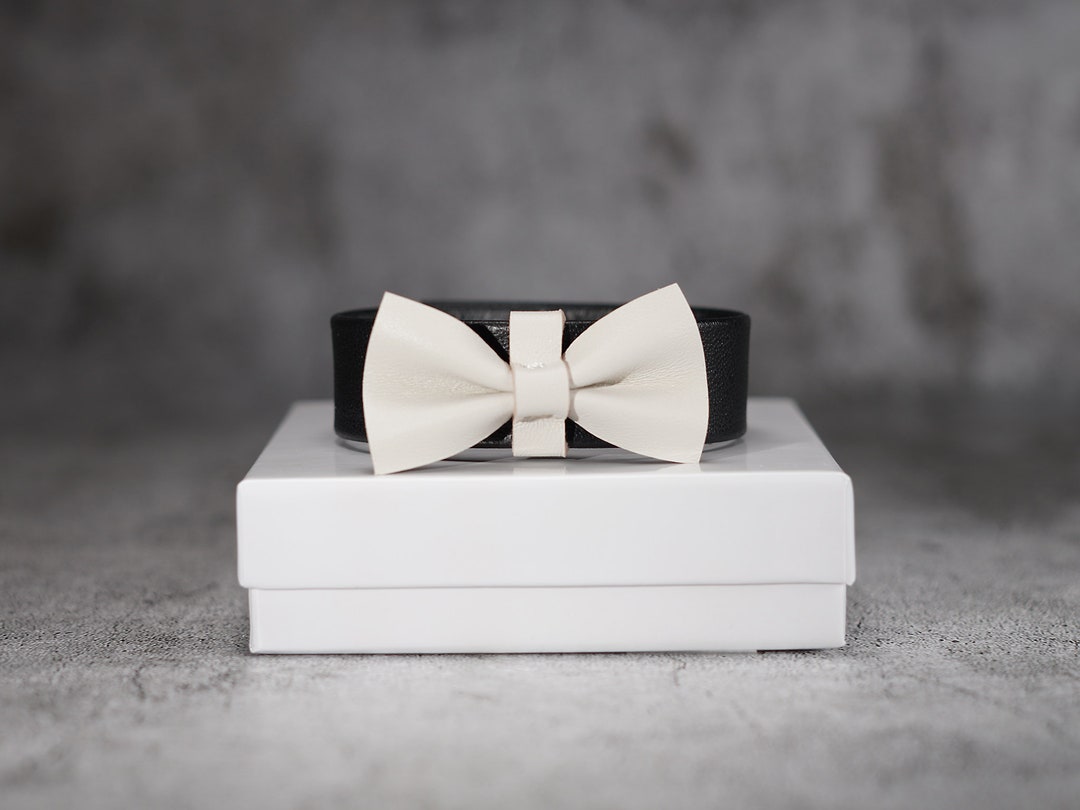 White Tie Leather Bow Tie Cock Ring Adjustable Bowtie Penis Ring Handmade Cock Strap - Etsy