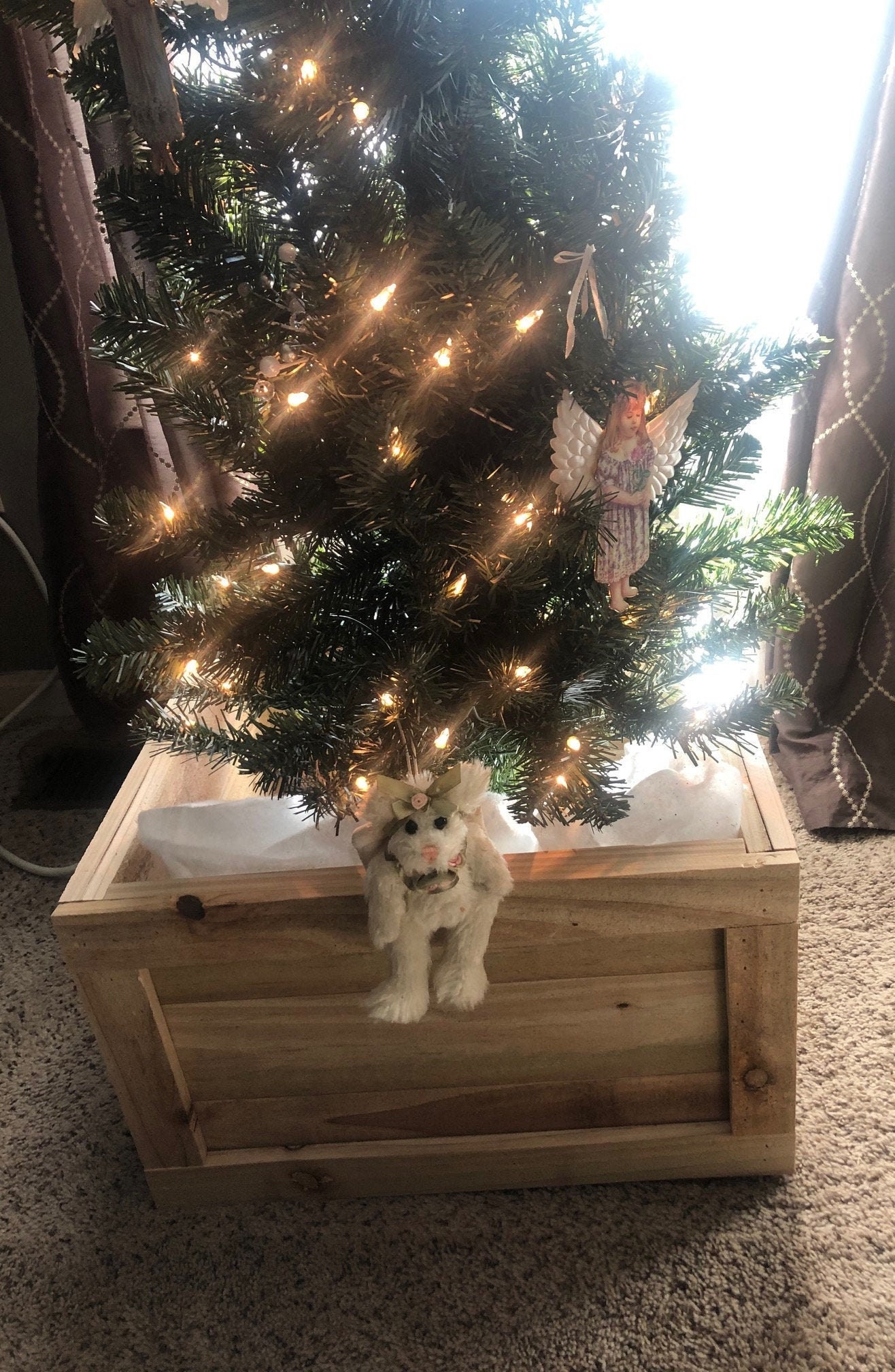 Christmas tree box skirt Rustic Christmas tree box Etsy