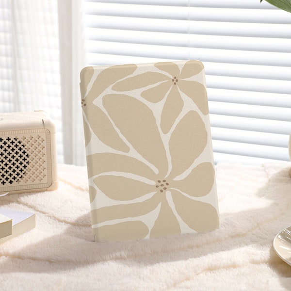 Abstrakte Beige Blume Alle neuen Kindle Paperwhite 2021/2022 Hülle, Paperwhite 6.8 Hülle Kindle 10th 11th Gen, Paperwhite 6.8 Case Cover