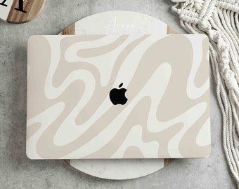 Beige Abstract Line Art New Pro Mac Hard Protective Case Personalized Name For Macbook Air 11/13 Pro13/14/15/16 2008-2021 12 Inch