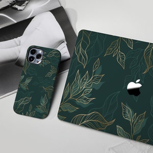 Green Gold Abstract Leaf MacBook Case Personalized Name For Macbook Air 11/13 MacBook Pro13/14/15/16 Case  2008-2022 12 Laptop