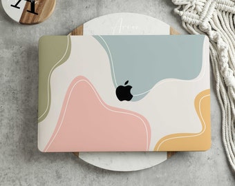 Étui de protection rigide pour Mac, motif vagues colorées fraîches, nouveau Pro, nom personnalisé, pour Macbook Air 11/13 Pro13/14/15/16, 2008 – 2021, 12 pouces