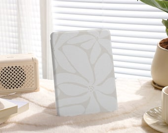 Abstract Dove Grey Flower Kindle Paperwhite Case: 2021/2022, 10th/11th Gen
