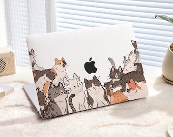 Cute Cat Illustration New M1/M2 Pro Mac Hard Protective Case Personalized Name For Macbook Air 11/13 Pro13/14/15/16 2020/21/23