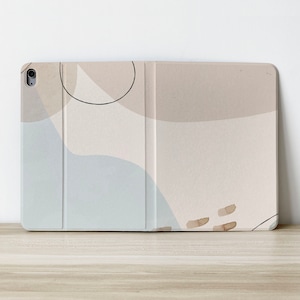Quiet Simple Beige Personalized Custom Initials Name Flip Apple iPad Case For Air 4 iPad Pro 2020 10.2 inch 12.9 Pro 11 10.9 10.5 Cover