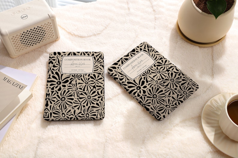 Black Flowers in the Khaki Field All New Kindle Paperwhite 2021/2022 Case, Paperwhite 6.8 Case Kindle 10th 11th Gen, Paperwhite Case Cover image 4
