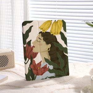 Woman in Flower Personalized Custom Name All New Flip iPad Case For Air 4，Air 5 6 iPad Pro 2024 13” 12.9 Pro 11 iPad 10 Mini 6