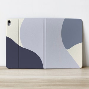 Artistic Gray-Blue Mix Personalized Custom Initials Name Flip Apple iPad Case For Air 4 iPad Pro 2020 10.2 inch 12.9 Pro 11 10.9 10.5 Cover