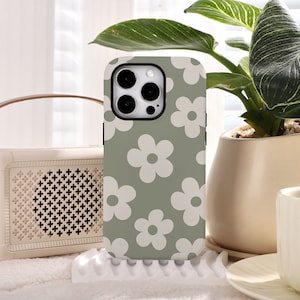 Funda personalizada para iPhone con flores silvestres en color verde salvia para iPhone 16, 15, 14, 13, 12, 11 Pro Max, nueva funda envolvente completa para iPhone