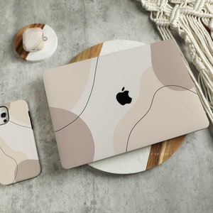 Étui de protection rigide marron lignes abstraites Pro Mac nom personnalisé pour Macbook Air 11/13 Pro13/14/15/16 2008-2021 12 pouces
