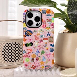 ピンクのグラフィティガーデンパーソナライズiPhoneケース iPhone 16 15 14 13 12 11 Pro Max用、新型iPhoneフルラップカバー