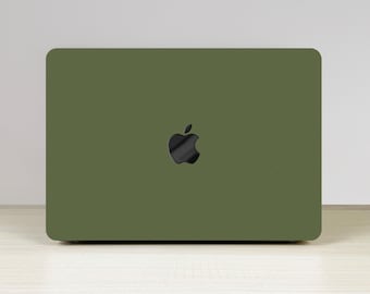 Funda para MacBook con textura esmerilada verde oliva, accesorios rígidos para MacBook Air 11/13 Pro 13/15/16 Touch Bar Retina