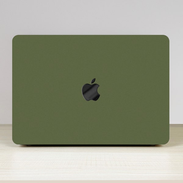 Étui pour MacBook avec texture givrée vert olive pour MacBook Air 11/13 Pro 13/15/16 barre tactile Retina accessoires de coque