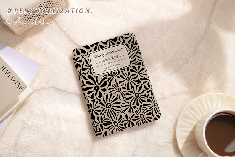 Black Flowers in the Khaki Field All New Kindle Paperwhite 2021/2022 Case, Paperwhite 6.8 Case Kindle 10th 11th Gen, Paperwhite Case Cover image 2