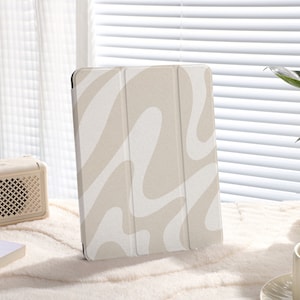 Abstract Beige Swirl iPad Case: Personalized iPad Air, Pro, Mini Cover