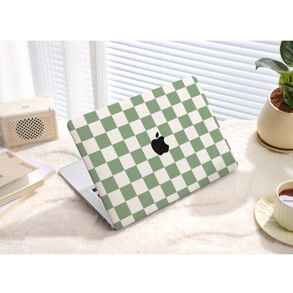 Algae Green Classic Chessboard New M1/M2 Pro Mac Hard Protective Case Personalized Name For Macbook Air 11/13 Pro13/14/15/16 2020/21/23