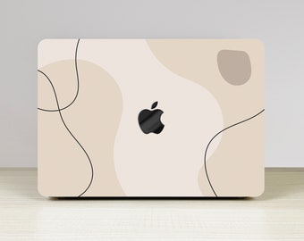 Étui de protection rigide beige élégant simple New Pro Mac nom personnalisé pour Macbook Air 11/13 Pro13/14/15/16 2008-2020 12 pouces