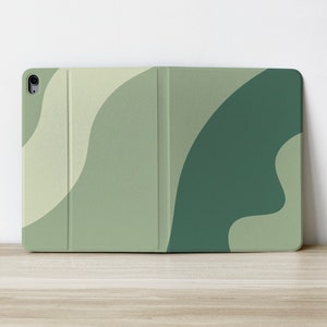 Green Gradual Printing Personalized Custom Initials Name Flip Apple iPad Case For Air 4 iPad Pro 2020 10.2 inch 12.9 Pro 11 10.9 10.5 Cover