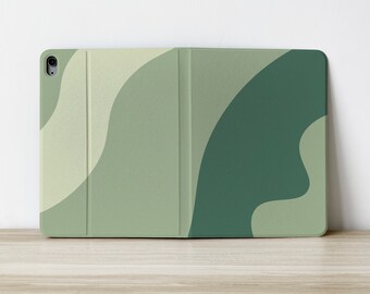 Green Gradual Printing Personalized Custom Initials Name Flip Apple iPad Case For Air 4 iPad Pro 2020 10.2 inch 12.9 Pro 11 10.9 10.5 Cover