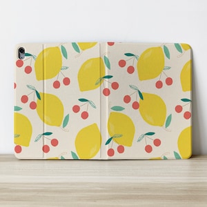Lemon and Cherry Personalized Custom Initials Name Flip Apple iPad Case For Air 4 iPad Pro 2020 10.2 inch 12.9 Pro 11 10.9 10.5 Cover