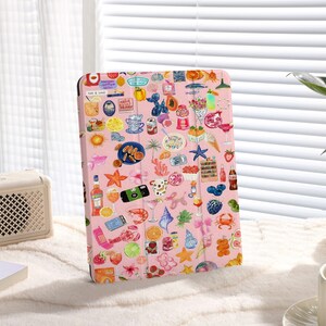 Pink Graffiti Garden Personalized Custom Name All New Flip iPad Case For Air 4，Air 5 6 iPad Pro 2024 13” 12.9 Pro 11 iPad 10 Mini 6