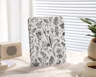 Black Floral Toile iPad Case: Personalized Custom Name