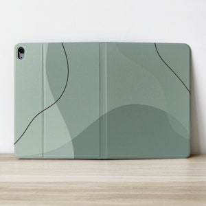 Sage Green Slope Personalized Custom Initials Name Flip Apple iPad Case For Air 4 iPad Pro 2020 10.2 inch 12.9 Pro 11 10.9 10.5 Cover