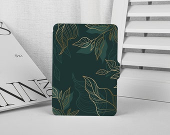 Green Gold Abstract Leaf Kindle Paperwhite Case, Kindle Paperwhite Case 11th Generation, All New Kindle Case Kindle Cover, Kindle Case