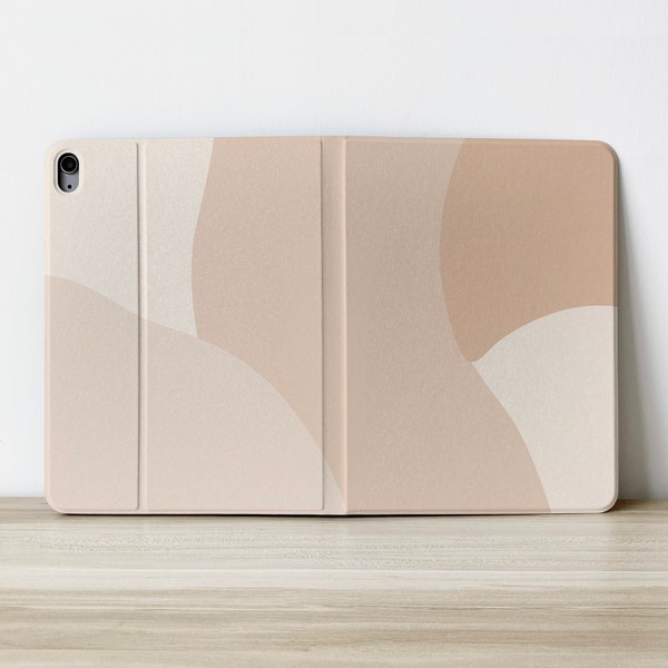 Braun & Beige Kunst Personalisierte Benutzerdefinierte Initialen Name Flip Apple iPad Hülle für Air 4 iPad Pro 2020 10.2 Zoll 12.9 Pro 11 10.9 10.5 Cover