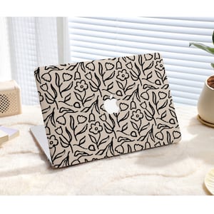 Black Crayon Flower Macbook Case: Personalized Protective Cover