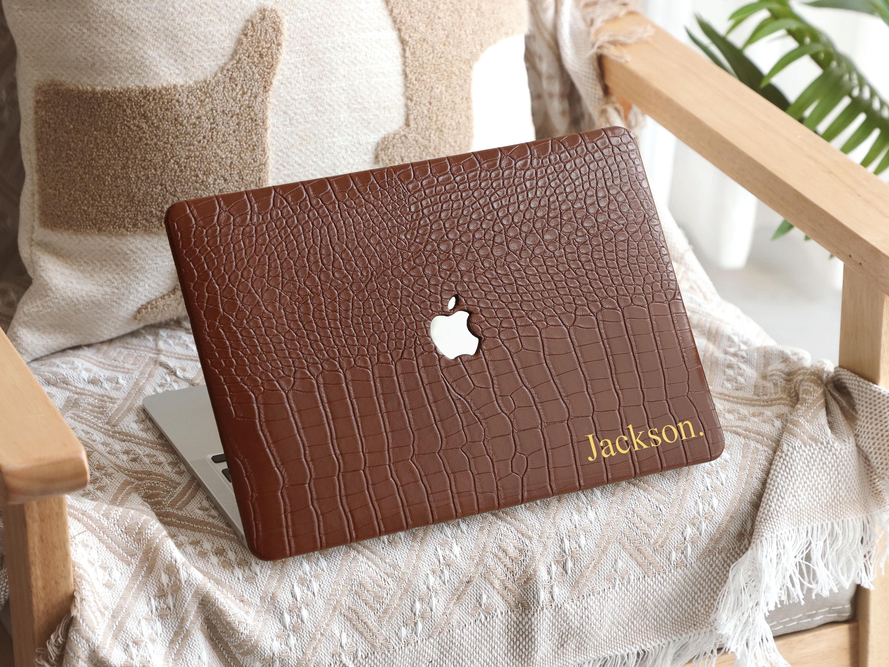 Sienna Vein Leather Personalized Initial MacBook Case, 2022-2025