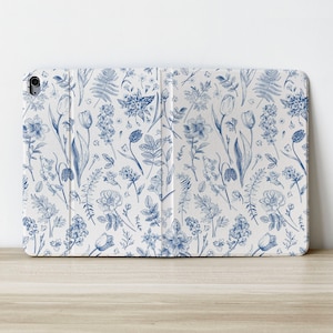 Blue Brocade Personalized Custom iPad Case, Custom Initials Name iPad Case For Air 4 iPad Pro 2020 10.2 inch 12.9 Pro 11 10.9 10.5 Cover