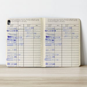 Carte de bibliothèque personnalisée Coque iPad personnalisée, Initiales personnalisées Nom Coque iPad pour iPad Air 4 Pro 2020 10,2 pouces 12,9 Pro 11 10,9 10,5