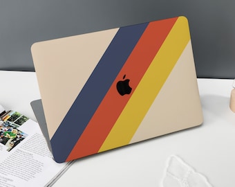 Retro Rainbow New Pro Mac Hard Protective Case Personalized Name