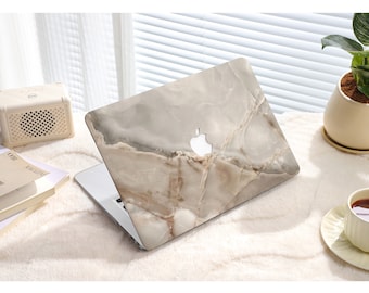 Beige Smooth Marble New M1/M2 Pro Mac Hard Protective Case Personalized Name For Macbook Air 11/13 Pro13/14/15/16 2020/21/23